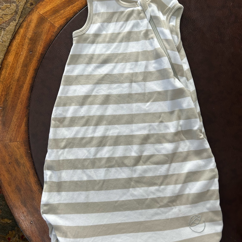 Striped Cotton Sleep Sack for Kids - Beige and White